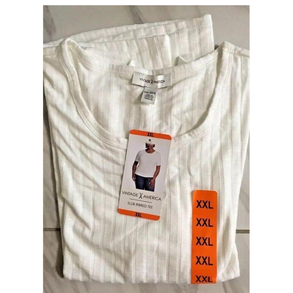 Vintage X America Women's Slub Ribbed Tee, Size XXL, Cream, New E8